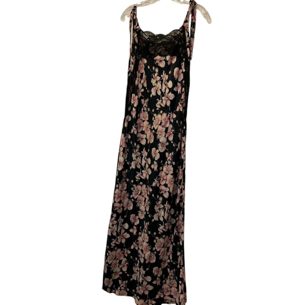 Valentino Black and Pink Floral Nightgown